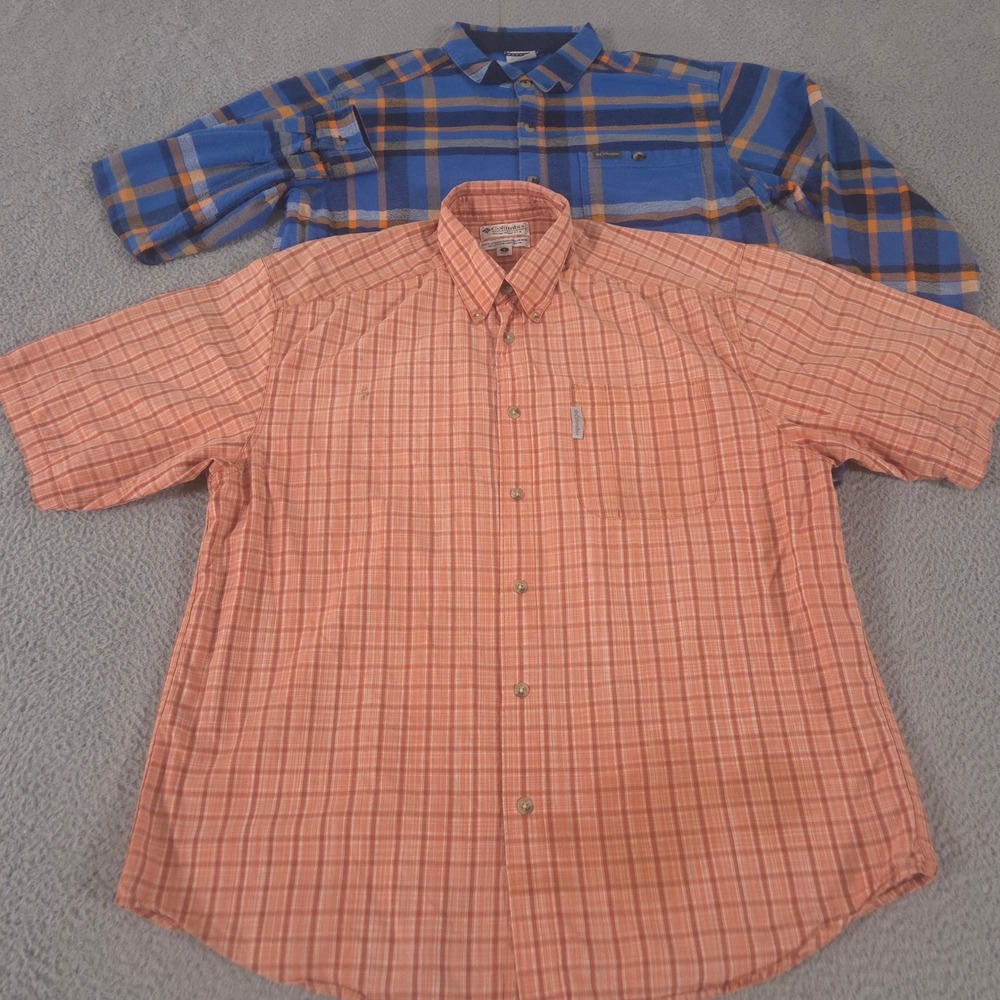 LOT OF 2 Columbia Shirt Mens L Multi Pitchstone Heavyweight Flannel Cotton Plaid